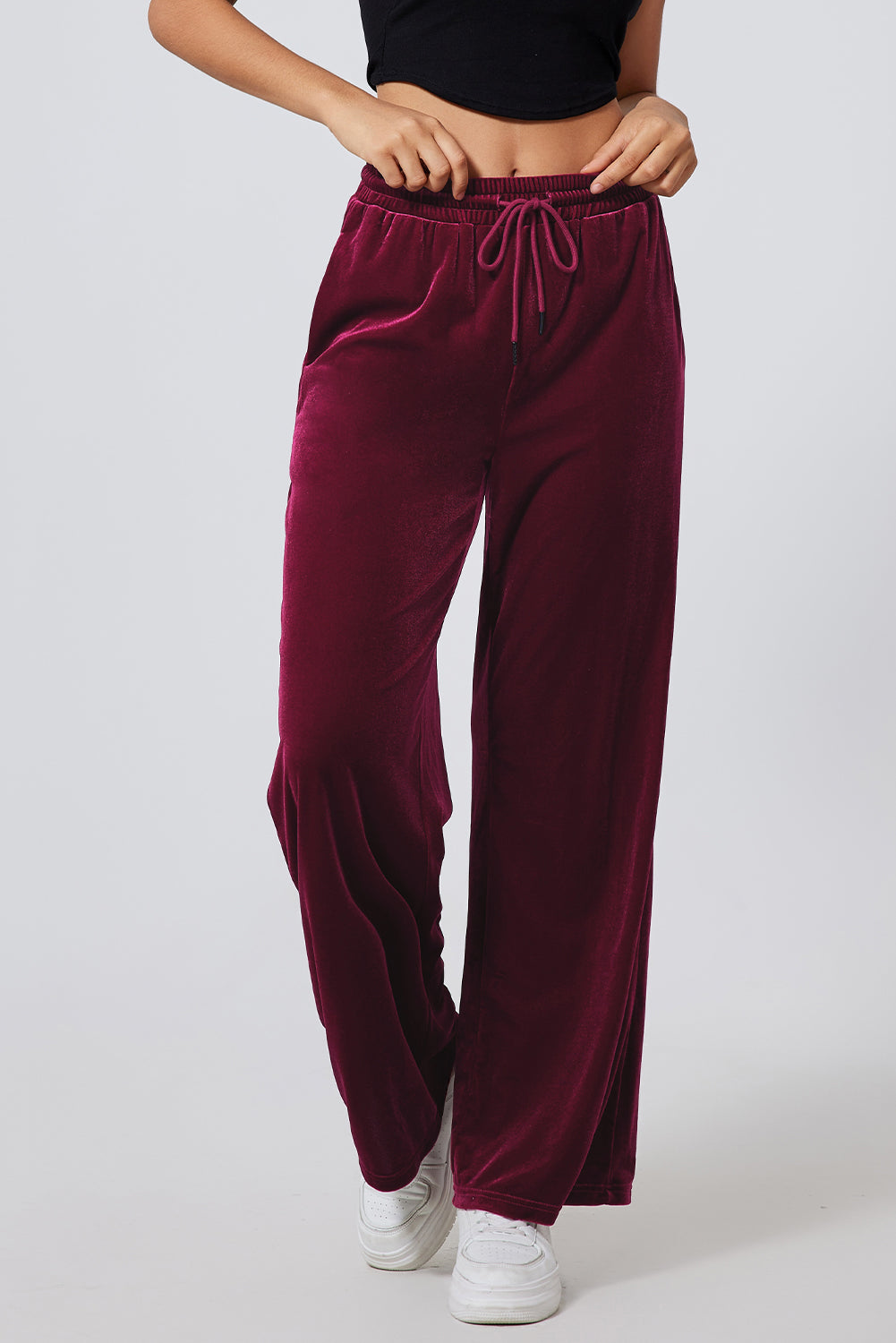 Soft Drawstring Wide Leg Active Pants