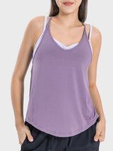 Slit Spaghetti Strap Scoop Neck Active Cami