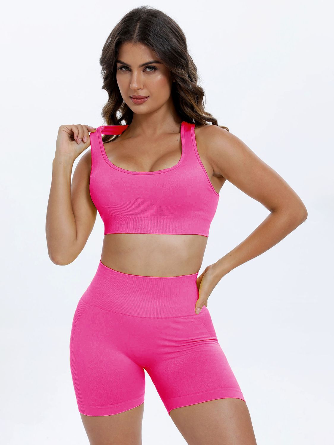 Vweda Scoop Neck Wide Strap Top and Shorts Active Set