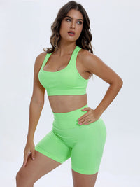 Vweda Scoop Neck Wide Strap Top and Shorts Active Set