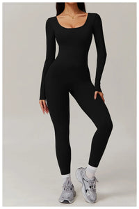 Long Sleeve Sexy Back U Jumpsuit