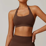 Seamless Halter Open Back Sports Bra