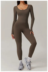 Long Sleeve Sexy Back U Jumpsuit