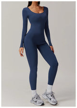 Long Sleeve Sexy Back U Jumpsuit