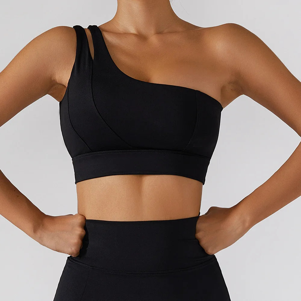 High Stretch Comfy One-Shoulder Sports Bra