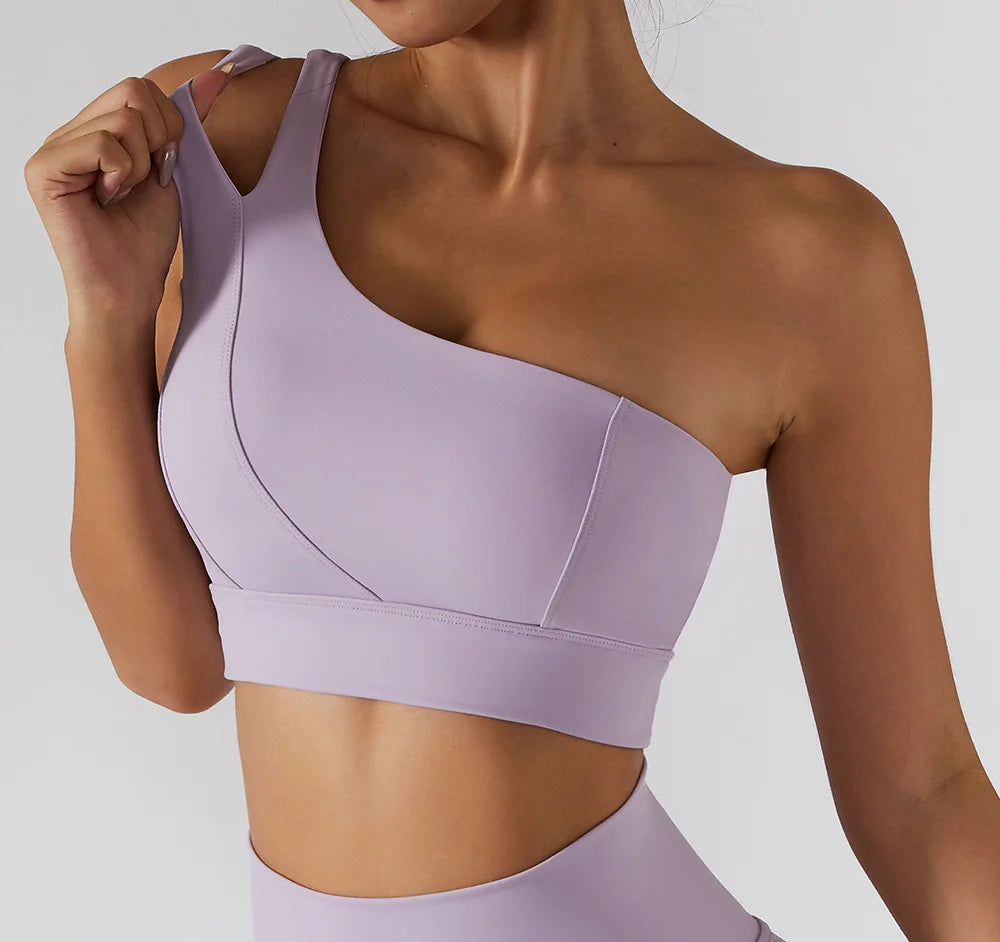 High Stretch Comfy One-Shoulder Sports Bra