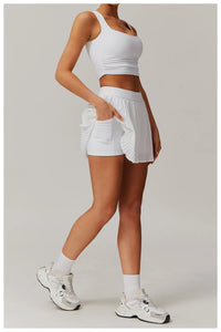 High Waist Women Pleated  Pocketed Tennis Short Skirts