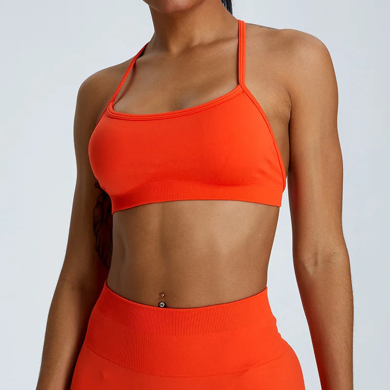 Sexy Cross Strap Seamless Sports Bra