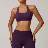 Seamless Halter Open Back Sports Bra