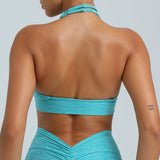 Tie dyed Pushup Backless Tight Halter Sports Bra