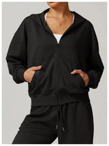 Solid Long Sleeve Hoodies Loose Jacket