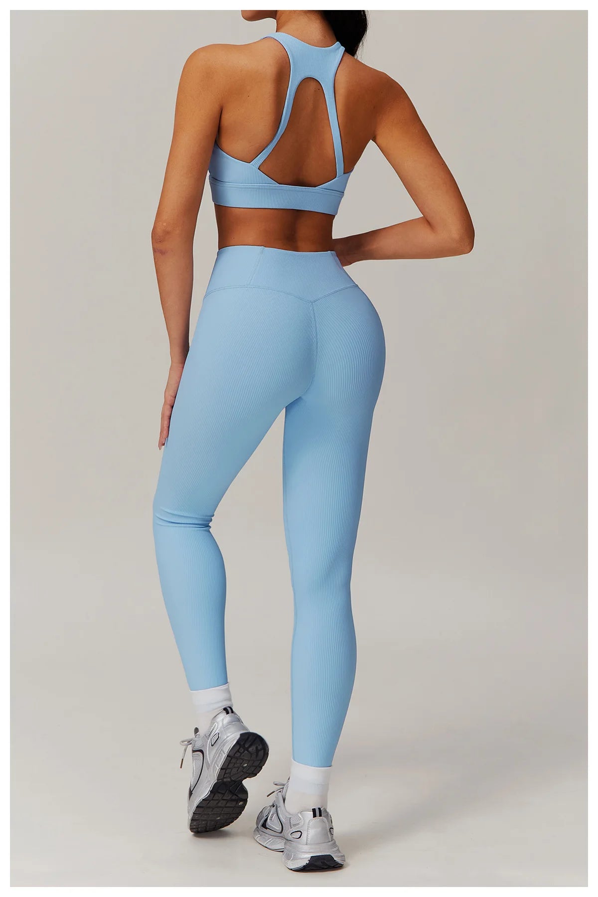 Ribbed Two Piece Gym Tracksuits Set