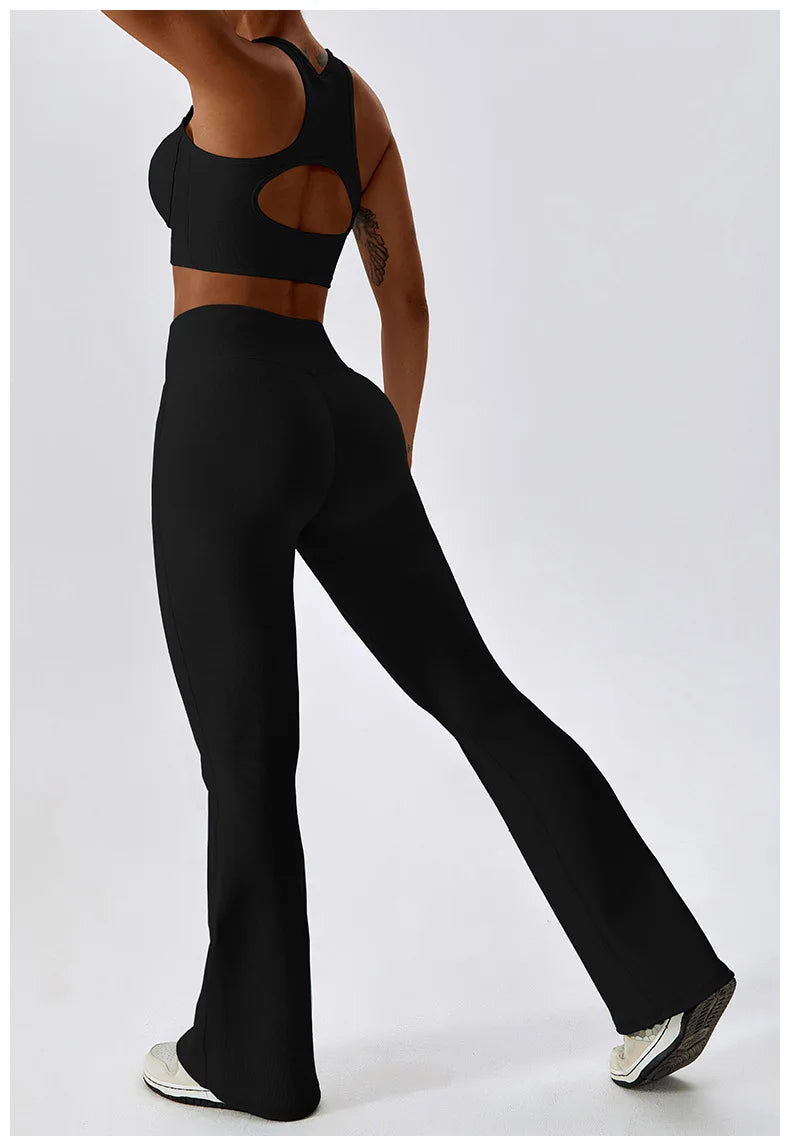 Cross Waist Head  High Waist Fitness Flare Leggings