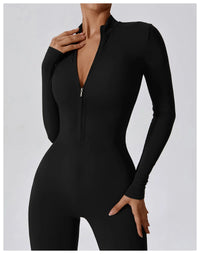 Long Sleeved Zipper Training Jumpsuit