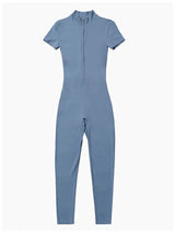 Tracksuit One-Piece Zipper Short Sleeve  Jumpsuits