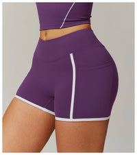 Elastic Yoga Shorts High Waist With pocket