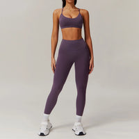 Women Tracksuits Workout Long Sleeve Bra Crop Top High Waist Leggings Set