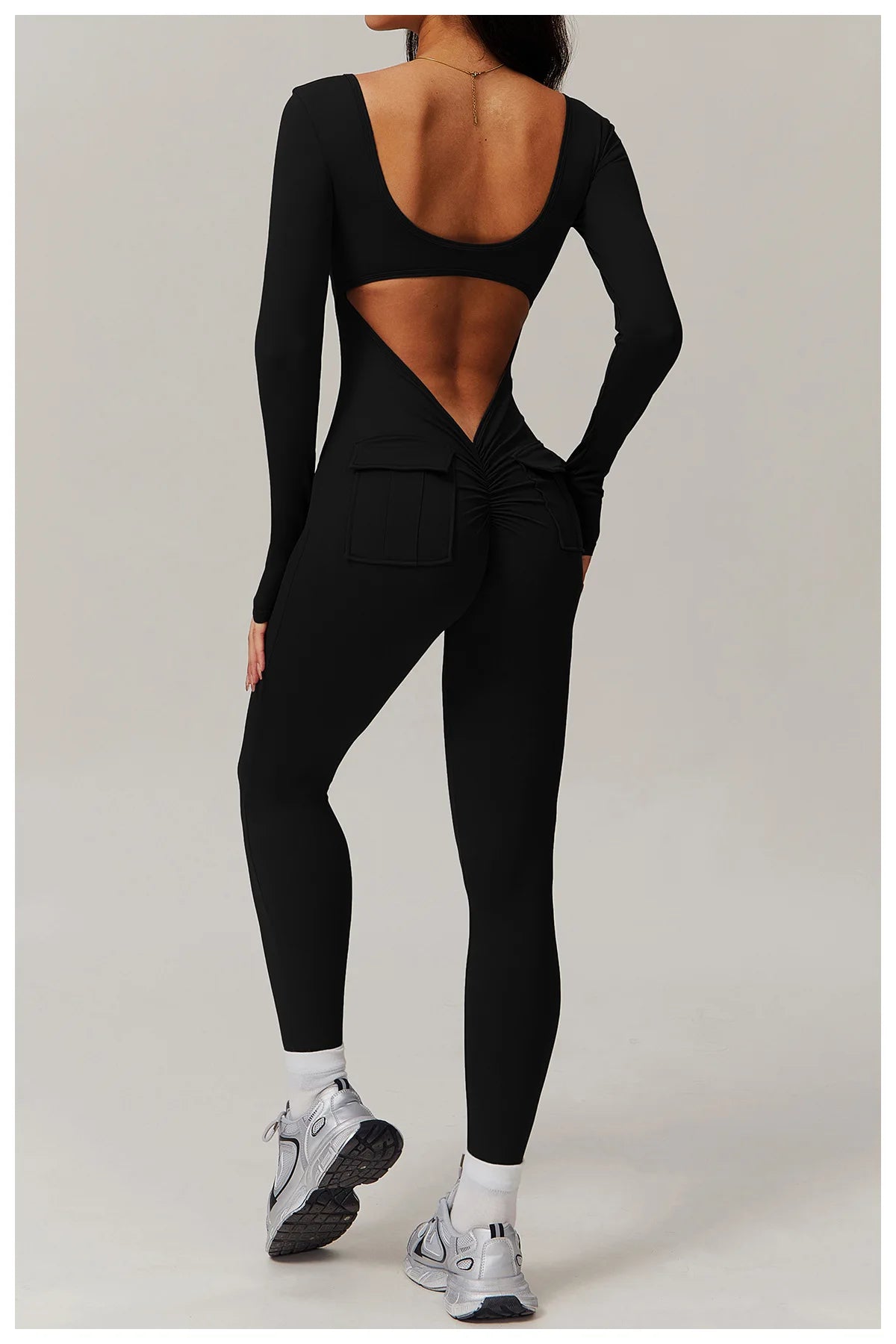 Long Sleeve Sexy Back U Jumpsuit