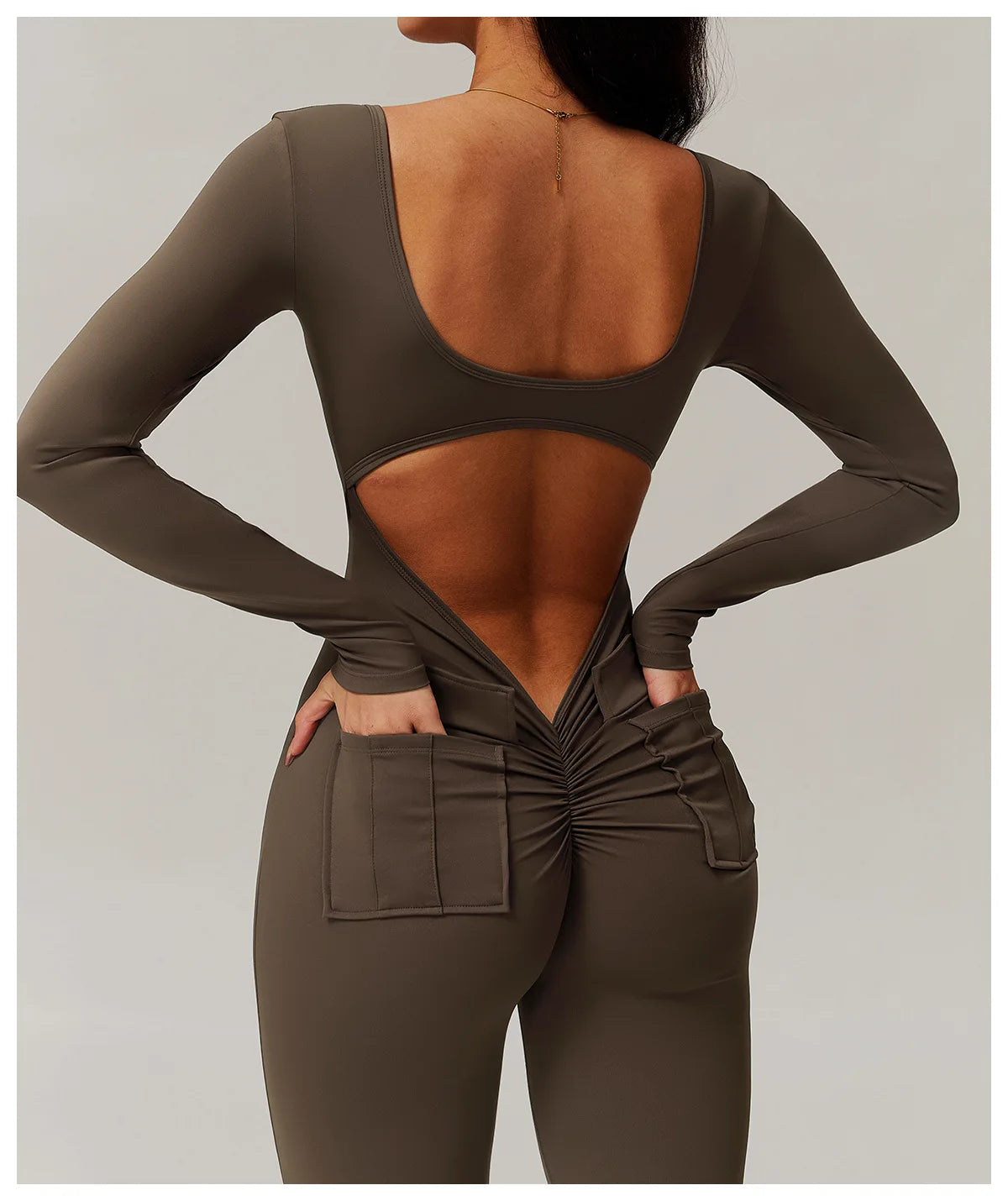 Long Sleeve Sexy Back U Jumpsuit