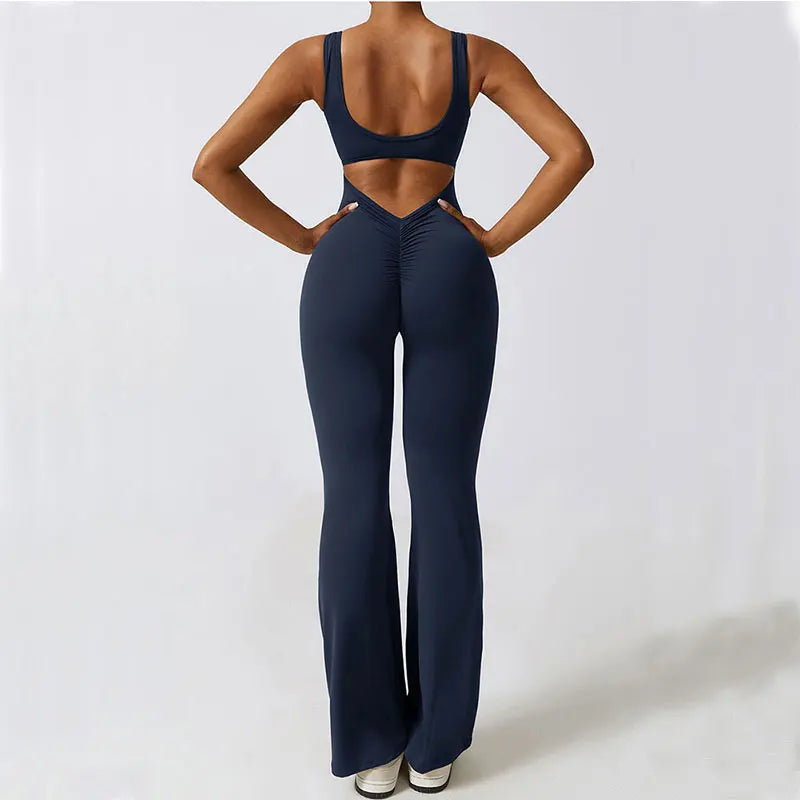 One-Piece Stretch V Back Jumpsuit