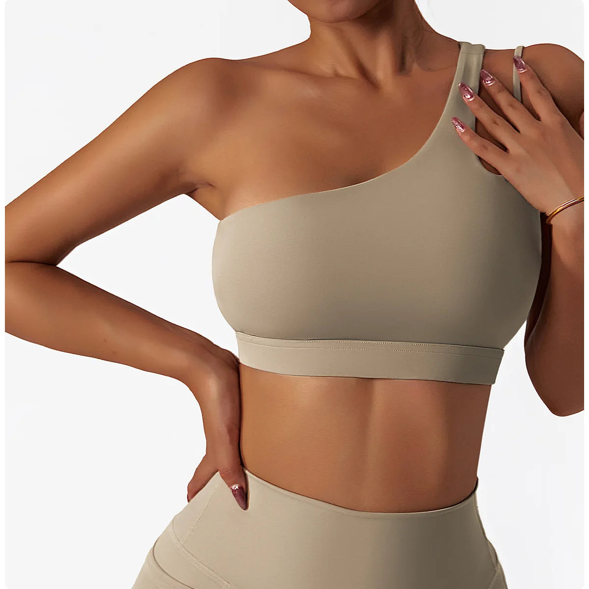 Oblique Shoulder Yoga Sport Bra