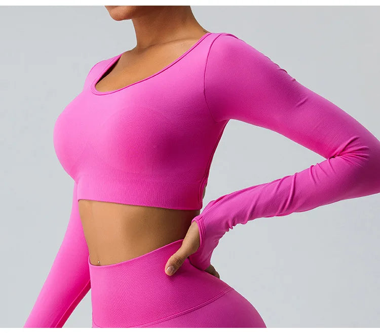 Sexy Seamless Yoga Long Sleeve T-Shirts