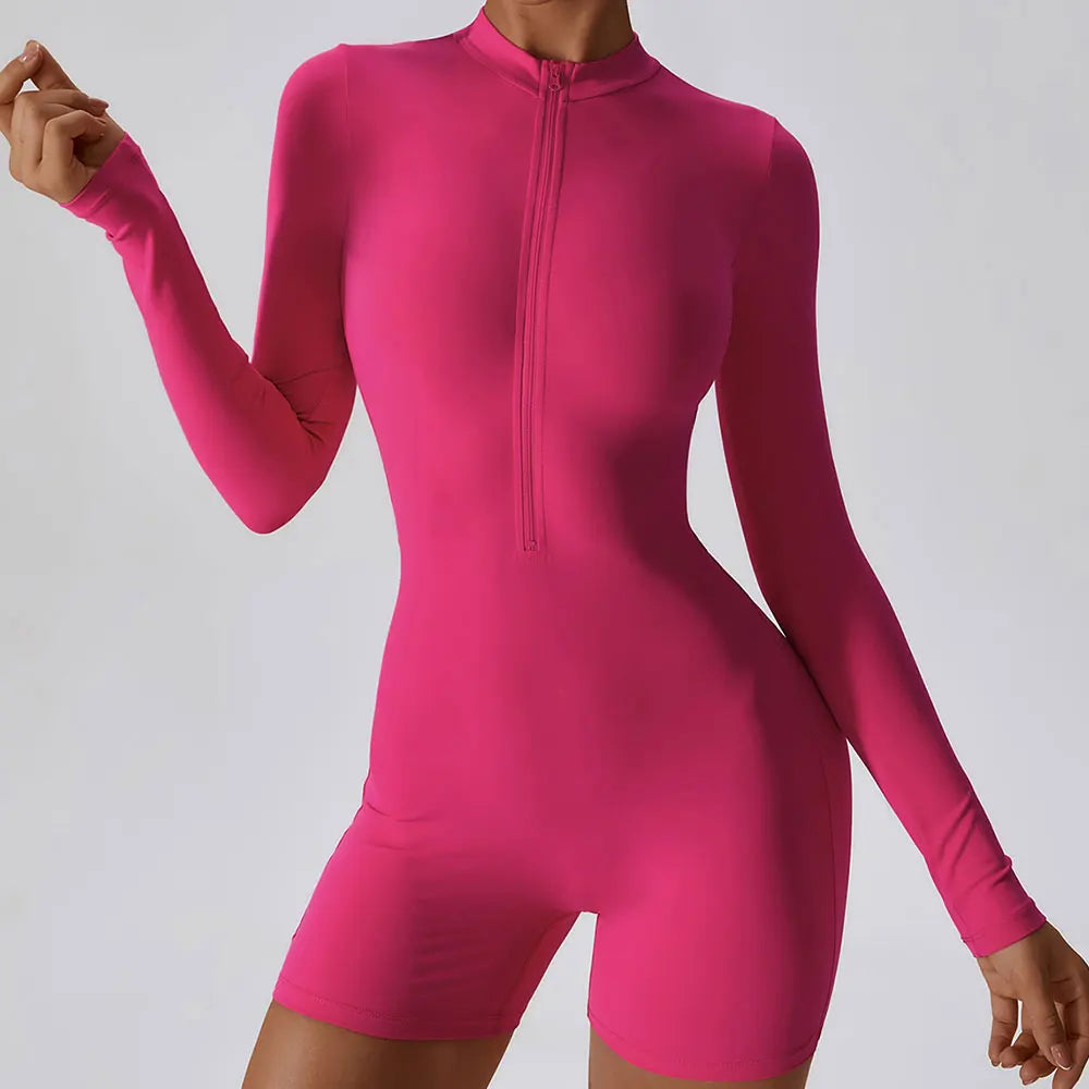 Long Sleeved Zipper Yoga Jumpsuit