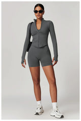 Long Sleeved Seamless Zipper Active Jacket