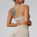 Nude Feeling Cross Strap Elastic Sports Bra