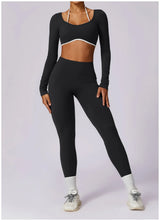 Tracksuit Push Up Long Sleeve Crop Top With hight Waist Leggings 2PCS Set