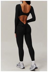 Long Sleeve Sexy Back U Jumpsuit