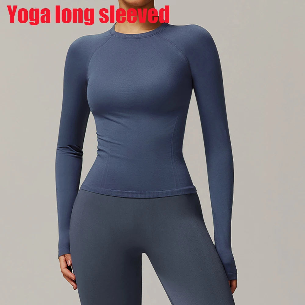 Fitness Seamless Yoga  Long Sleeve T-Shirts