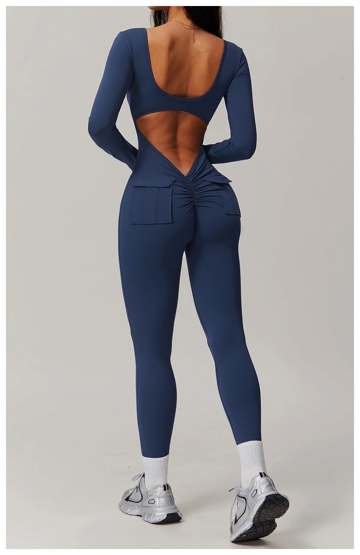 Long Sleeve Sexy Back U Jumpsuit