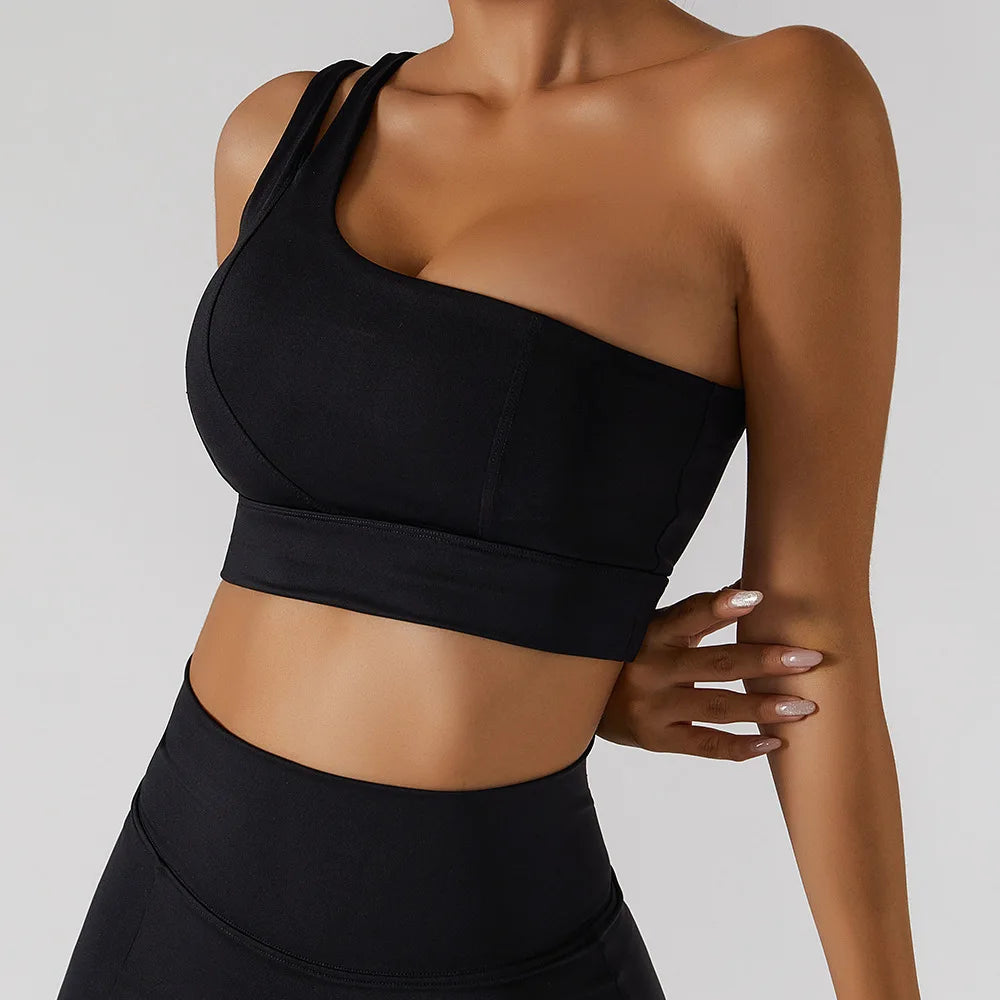 High Stretch Comfy One-Shoulder Sports Bra