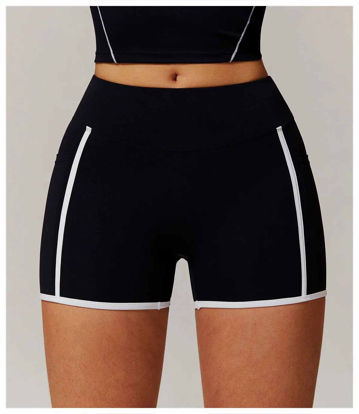 Elastic Yoga Shorts High Waist With pocket