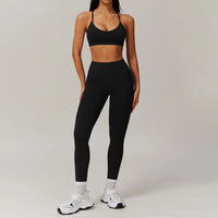 Women Tracksuits Workout Long Sleeve Bra Crop Top High Waist Leggings Set