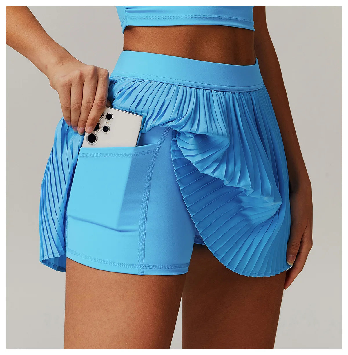 High Waist Women Pleated  Pocketed Tennis Short Skirts