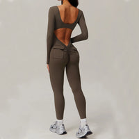 Long Sleeve Sexy Back U Jumpsuit