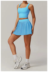 High Waist Women Pleated  Pocketed Tennis Short Skirts