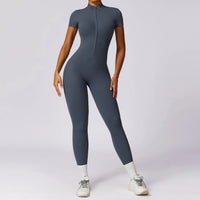 Tracksuit One-Piece Zipper Short Sleeve  Jumpsuits