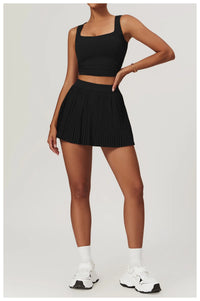 High Waist Women Pleated  Pocketed Tennis Short Skirts