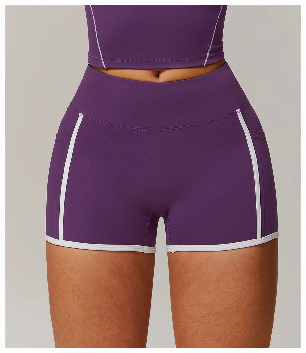 Elastic Yoga Shorts High Waist With pocket