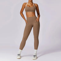 Tracksuit Push Up Sport Bra with High waist Leggings 2PCS Set