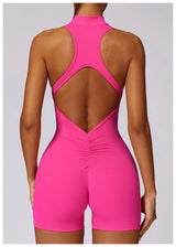 Stretch Training Zipper Sportswear Jumpsuit