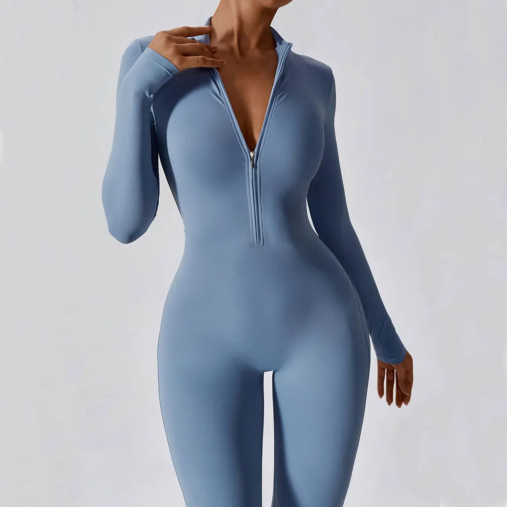 Long Sleeved Zipper Training Jumpsuit