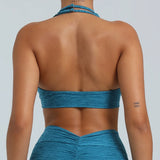 Tie dyed Pushup Backless Tight Halter Sports Bra