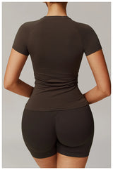 Seamless Yoga Short Sleeve Sports T Shirts