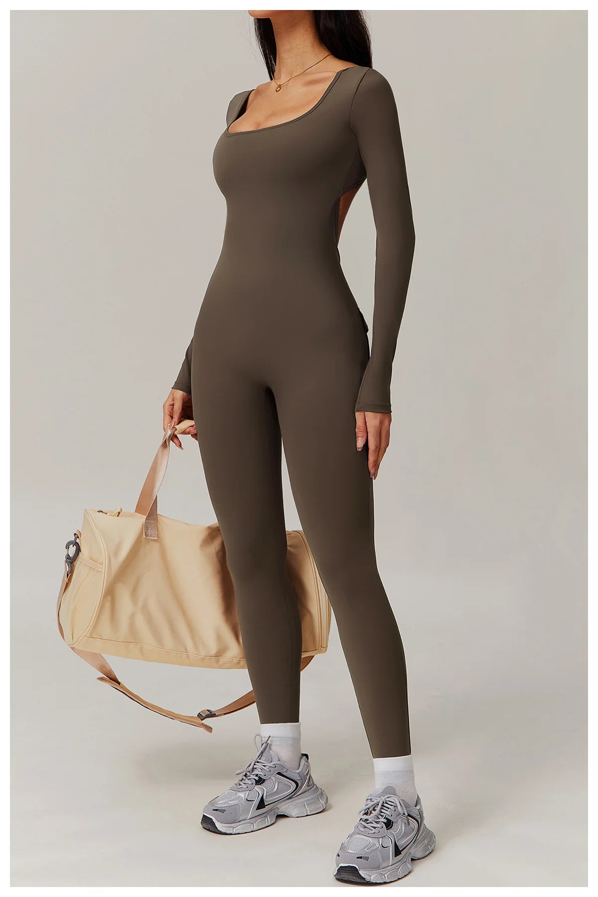 Long Sleeve Sexy Back U Jumpsuit