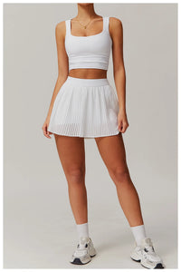 High Waist Women Pleated  Pocketed Tennis Short Skirts