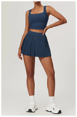 High Waist Women Pleated  Pocketed Tennis Short Skirts